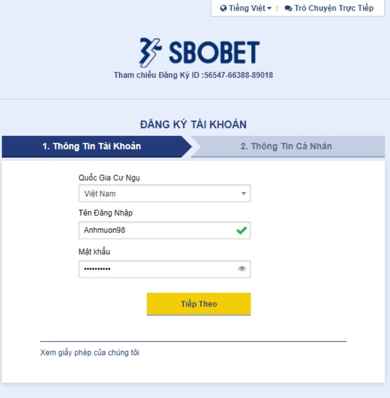 Cách đăng ký Sbobet tạo tài khoản mới trên PC